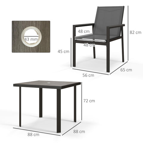 Rootz 5 Piece Garden Furniture Set - Outdoor Dining Set - Patio Table and Chairs - Tempered Glass Top - 88cm x 88cm x 72cm