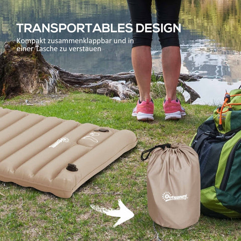 Rootz Camping Air Mattress - Inflatable Bed - Outdoor Sleeping Pad - Quick Inflation - Water-Repellent - Compact & Portable - 195cm x 70cm x 10cm - Polyester