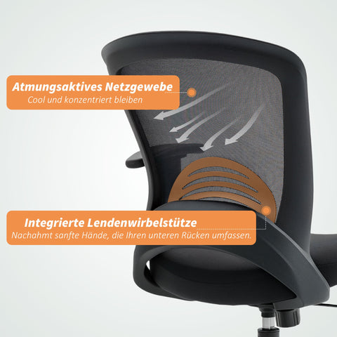 Rootz Ergonomic Adjustable Desk Chair - Office Chair - Mesh Back Chair - Enhances Productivity - 65cm x 92.5-102.5cm - Black