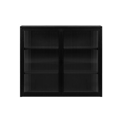 Rootz Modern Wall Cabinet - Storage Cupboard - Display Shelf - Stylish Tempered Glass - 70cm x 23cm x 60cm