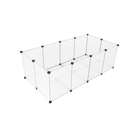 Rootz Omheining voor kleine huisdieren - Dierenbox - DIY-hek - Cavia, Hamster, Konijn - Ruime ruimte - Bewegingsvrijheid - Eenvoudige montage - Transparante panelen - 143 cm x 73 cm x 46 cm