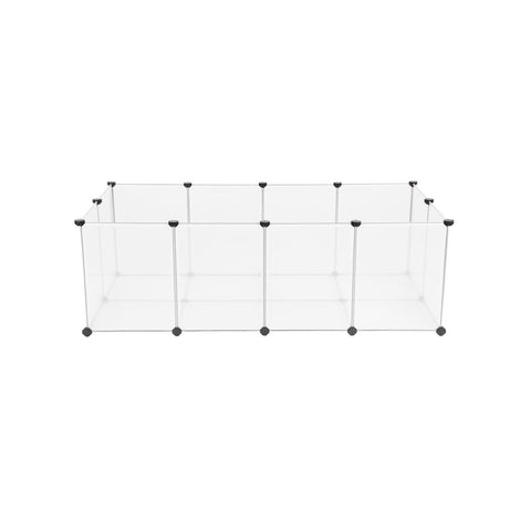 Rootz Omheining voor kleine huisdieren - Dierenbox - DIY-hek - Cavia, Hamster, Konijn - Ruime ruimte - Bewegingsvrijheid - Eenvoudige montage - Transparante panelen - 143 cm x 73 cm x 46 cm