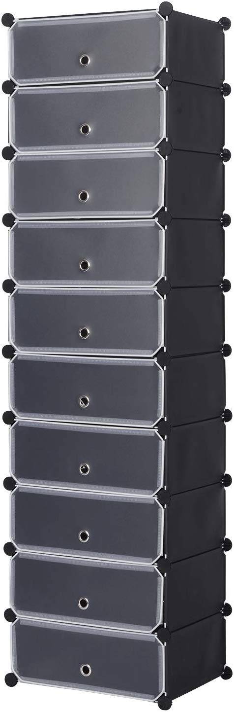 Rootz Shoe Cabinet - Plastic Storage System - DIY Shoe Rack - Waterproof PP Board - 48cm x 173cm x 36cm