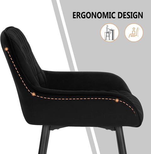 Rootz Bar Stool - Counter Stool - Velvet Chair - Comfortable & Ergonomic - Durable & Stable - Versatile Design - 32.5cm x 37cm x 91cm (Seat Height 64cm)