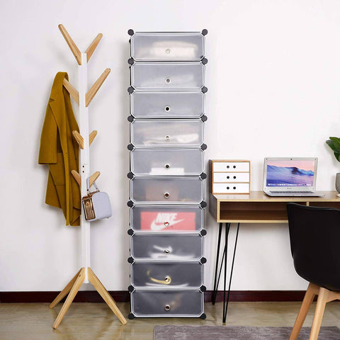 Rootz Shoe Cabinet - Plastic Storage System - DIY Shoe Rack - Waterproof PP Board - 48cm x 173cm x 36cm