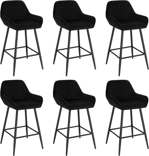 Rootz Barkruk - Counter Stool - Kitchen Island Barkruk - Fluwelen bekleding - Ergonomisch ontwerp - Stabiel metalen frame - 32,5 cm x 37 cm zitmaat