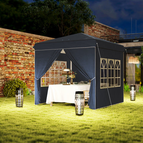 Rootz 2.5m Pop Up Gazebo - Garden Tent - Outdoor Canopy - UPF50+ Protection - 248L x 248W x 270H cm - Includes Side Walls & Carry Bag