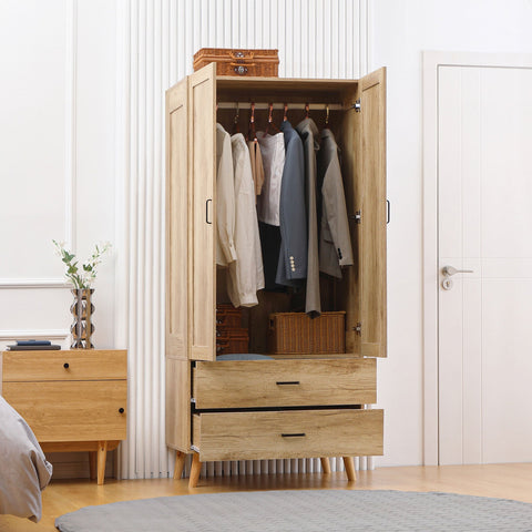 Rootz Wardrobe - Closet Storage - Clothes Organizer - Spacious Storage - 80 x 54 x 180 cm