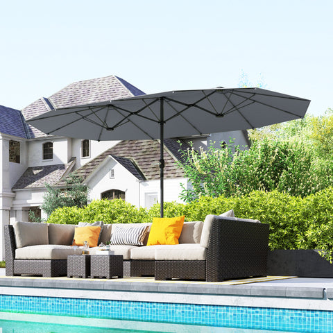 Rootz Double Sunshield Parasol - UV Protection Shade - Steel Sun Umbrella - Coolness & Stability - 436 x 260 cm