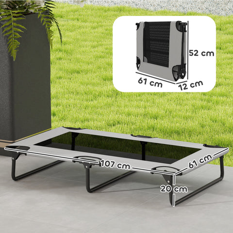 Rootz Portable Elevated Dog Bed - Raised Pet Lounger - Breathable Mesh Bed - Moisture-Repellent Comfort - 107cm x 61cm x 20cm
