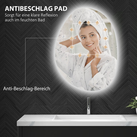 Rootz Asymmetrical Bathroom LED Mirror - LED Vanity Mirror - Illuminated Mirror - Anti-Fog - 70cm x 50cm - Elevate Bathroom Ambience Instantly