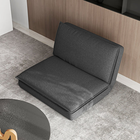 Rootz Sofa Bed - Adjustable Backrest - Breathable Fabric - Integrated Headrest - 76L x 75W x 56H cm (Floor Chair) - Grey