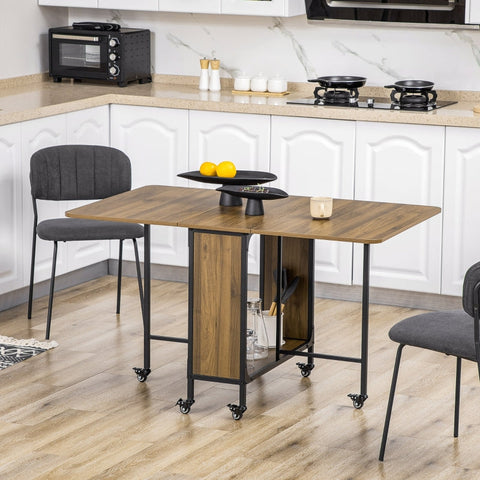 Rootz Mobile Folding Table - Space-Saving Dining Table - Versatile Foldable Table - Stylish Design - 130cm x 80cm x 74cm - Chipboard & Metal