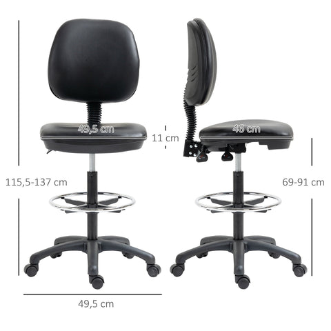 Rootz Height-Adjustable Roll Stool - Ergonomic Seating - Rotatable Chair - Enhanced Comfort - 49.5cm x 46cm x 115.5-137cm