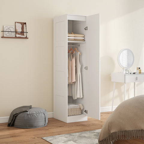 Rootz White Wardrobe Cabinet - Multi-Purpose Closet - Bedroom Storage Unit - Soft-Close Door - 40 x 52 x 180 cm