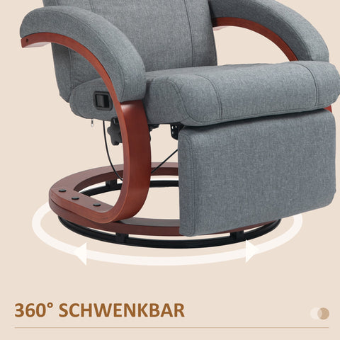 Rootz Reclining Chair - Lounge Chair - Recliner Chair - 360° Swivel - 68cm x 86cm x 100cm - Grey