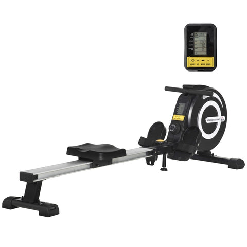 Rootz Foldable Rowing Machine - Magnetic Resistance - Home Workout Equipment - LCD Display - Adjustable Seat - 185cm x 58cm x 57cm