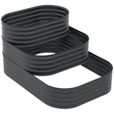 Rootz Square 3 Tier Raised Garden Bed - Planter - Plant Box - Modular Design - 158cm x 109cm x 82cm