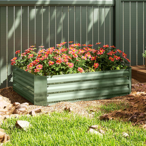 Rootz Raised Garden Bed - Plant Box - Flower Box - Galvanized Steel - Rust Protection - 120cm x 90cm x 30cm - Green