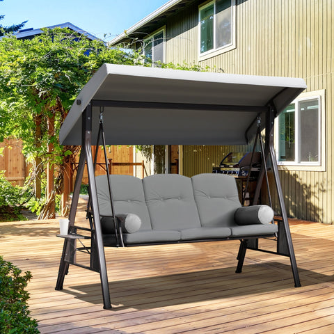 Rootz 3-Person Garden Lounger - Outdoor Couch - Patio Sofa - Adjustable Roof - Ergonomic Design - 116 x 206 x 183 cm