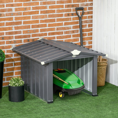 Rootz Garage for Robot Lawnmowers - Canopy Shelter - Protective Cover - Maximum Stability - Optimal Rainwater Drainage - Good Air Circulation - 88cm x 89cm x 63cm - Galvanized Stainless Steel - Black