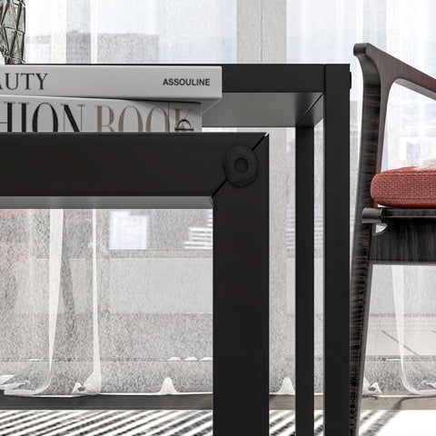 Rootz Industrial Coffee Tables Set - Nested Tables - Space-Saving Design - Matt Black Steel - 72cm x 45cm x 37cm, 60cm x 47cm x 45cm