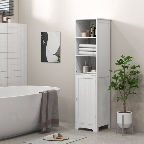 Rootz Tall Bathroom Cabinet - Storage Cabinet - Bathroom Organizer - High-Quality Painted Chipboard - Ample Storage Space - Versatile Design - 40cm x 38cm x 160cm