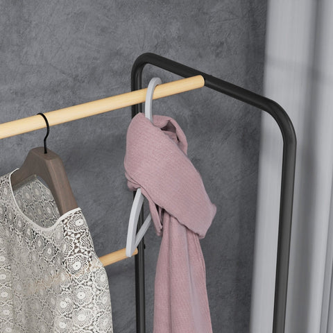 Rootz Clothes Rack - Coat Stand - Garment Rack - Steel Frame - Bamboo - 80.5cm x 40.5cm x 162.5cm - Organize Wardrobe - 2 Rails - Shoe Shelf