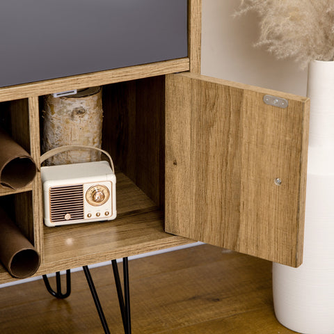 Rootz TV Stand - Entertainment Unit - Media Console - Modern Design - 2 Cable Ducts - Hairpin Legs - 120cm x 39cm x 64cm