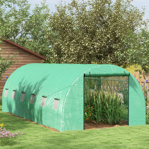 Rootz Garden Film Tunnel Greenhouse - Outdoor Greenhouse - Cultivation Shelter - 18m² & Irrigation System - 600cm x 300cm x 195cm