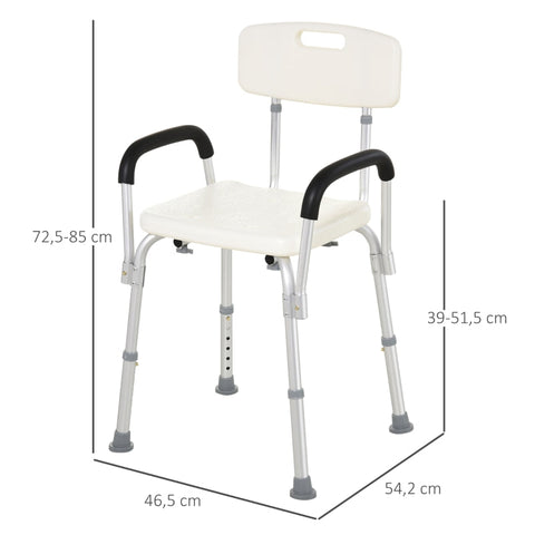 Rootz Shower Chair - Bath Stool - Shower Seat - Comfortable and Safe Sitting - Hygienic and Easy to Clean - Height Adjustable - 46.5cm x 54.2cm x 72.5-85cm