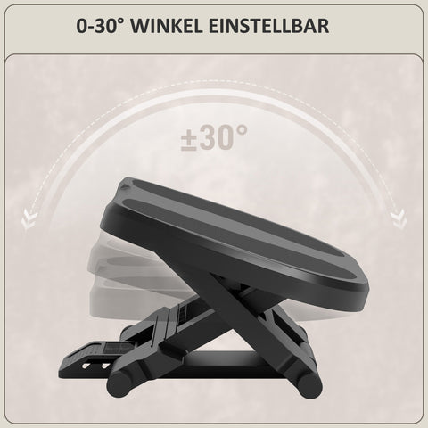 Rootz Footrest Under Desk - Height Adjustable - Tilting 0-30° - Massage Function - 45cm x 34cm x 10-16.5cm