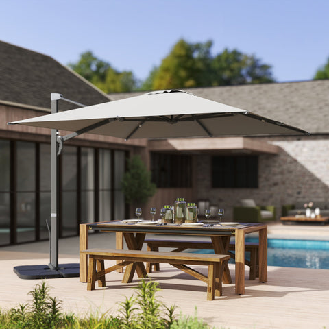 Rootz 360° Rotatable Parasol - Cantilever Umbrella - Patio Sunshade - Optimal Sun Protection - 365cm x 297cm x 256cm