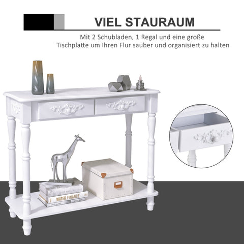 Rootz Console Table - Hallway Chest of Drawers - Side Table - Elegant Design - Ample Storage - Robust Poplar Wood Legs - 84cm x 33cm x 70.5cm