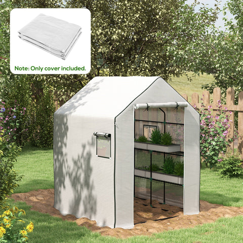 Rootz Greenhouse Film Replacement - Waterproof Tarpaulin - UV-Resistant Cover - Easy Access - 140 x 143 x 190cm White
