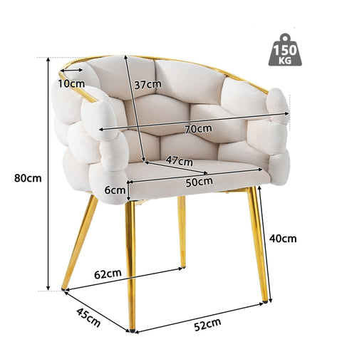 Rootz Luxurious Velvet Chair - Elegant Seating - Gold Plated Legs - Adjustable Comfort - 70cm x 47cm x 80cm