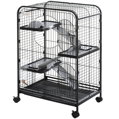 Rootz 3-Tier Rollable Small Animal Cage - Rodent Enclosure - Pet Home - Easy Access & Transport - 64 x 43.5 x 93cm
