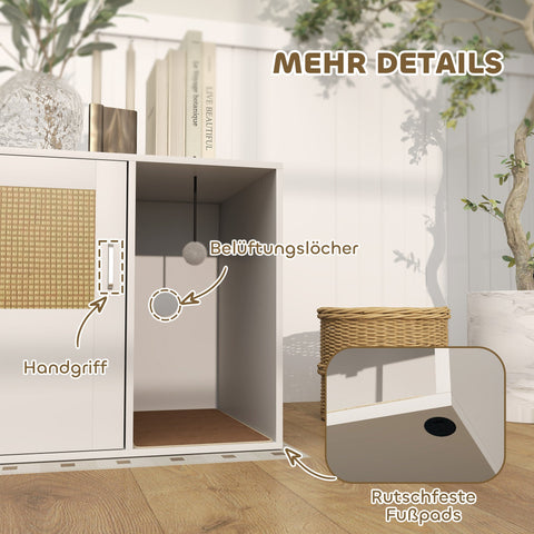 Rootz Litter Box Housing - Cat Toilet Cabinet - Cat Litter Enclosure - Reduce Odor - 80 x 50 x 50 cm