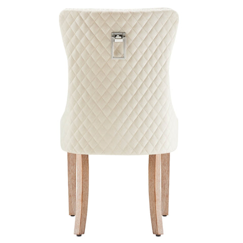 Rootz Velvet Dining Chair Set - Elegant Dining Chair - Comfortable Chair - Solid Wood Legs - Supports 150kg - 50L x 46P x 91H cm - Beige