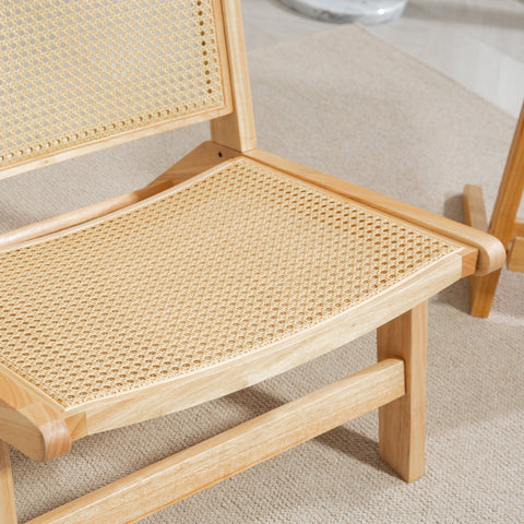 Rootz Rattan Chair - Reading Chair - Wooden Frame - Breathable Design - 64cm x 70cm x 74cm