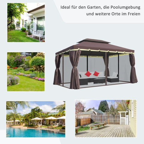 Rootz Garden Gazebo - Garden Tent - Party Marquee - Weatherproof - Privacy Protection - Stable & Secure - 390cm x 290cm x 280cm