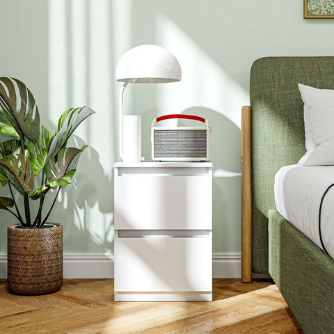 Rootz 2 Drawer Bedside Table - Nightstand - Side Table - Ample Storage - 39.6L x 32.3W x 56H cm