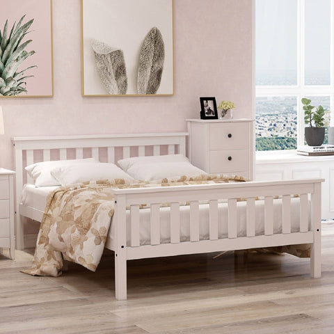 Rootz Wooden Bed Frame - Elegant Bed - Robust Bed - High Load Capacity - 148L x 208W x 82H cm