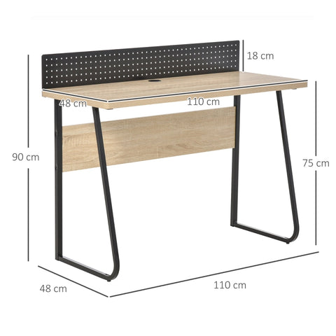 Rootz Folding Desk Office Table - Minimalist Desk - Workspace Table - Spacious Table Top - Practical Pegboard - Cable Management - 110W x 48D x 90H cm - Chipboard and Metal