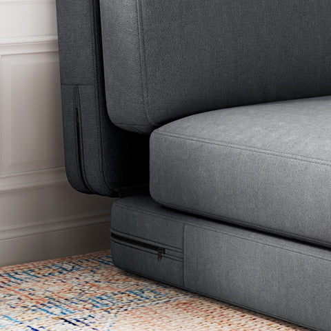 Rootz Convertible Floor Chair - Upholstered Sofa - Meditation Seat - Velvet Comfort - 75 x 268 x 18cm - Grey