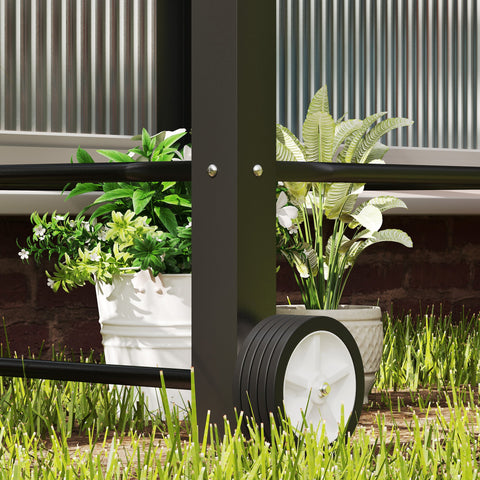 Rootz Raised Garden Bed with Plastic Cover - Elevated Planter - Mobile Jardinates - Improved Drainage - 67cm x 69cm x 147cm