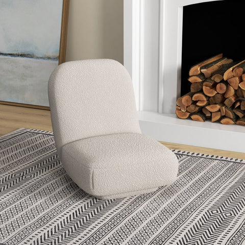 Rootz Floor Chair - Gaming Chair - Reading Chair - Ultimate Comfort - Versatile Use - Stylish Design - 56cm x 76.5cm x 66cm - Lambswool Look - White