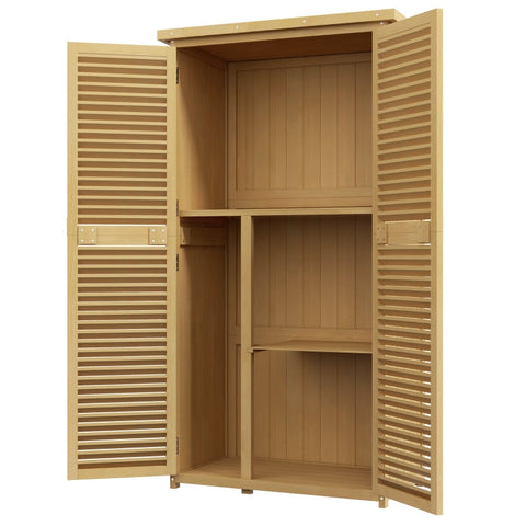 Rootz Garden Cabinet - Tool Shed - Outdoor Storage - Weatherproof - 87cm x 46.5cm x 160cm - Pine Wood - Bitumen Roof
