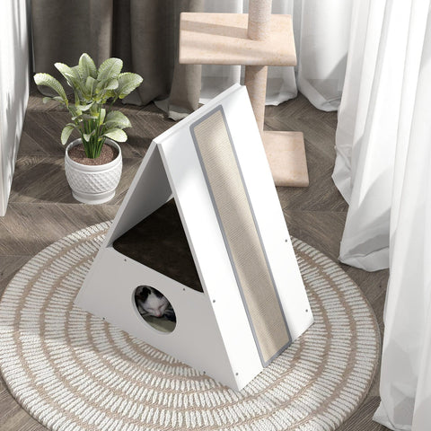 Rootz Katzenhaus 2-Level Cat House - Cat Condo - Cat Shelter - Scratch Areas - Plush Carpets - 61x38x69cm