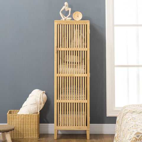 Rootz Bamboo Storage Cabinet - Organizer - Tall Cabinet - Space-Saving - 40 x 30 x 140 cm